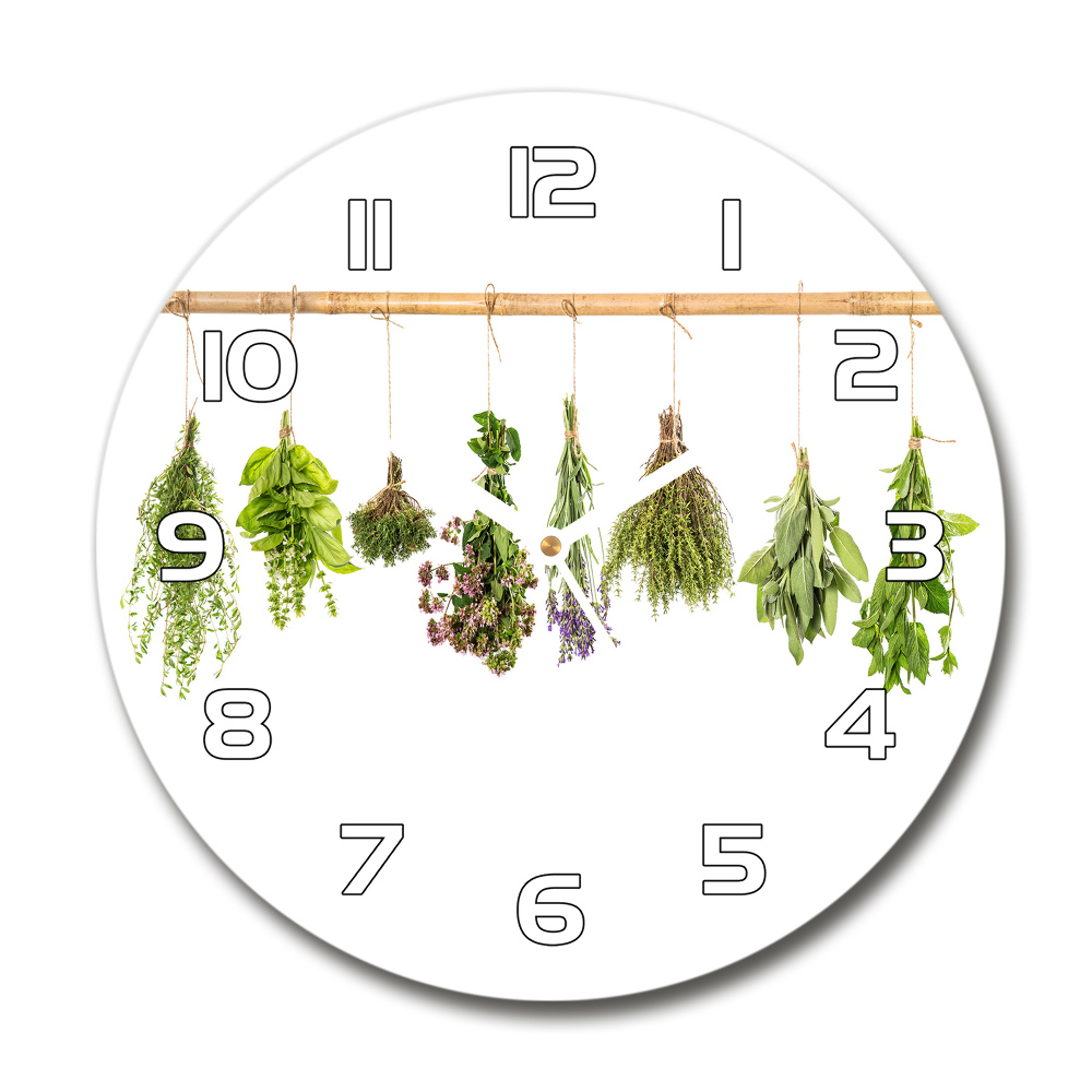 Horloge en verre ronde Herbes sur une ficelle