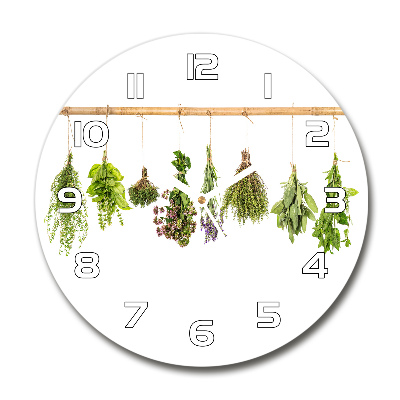 Horloge en verre ronde Herbes sur une ficelle