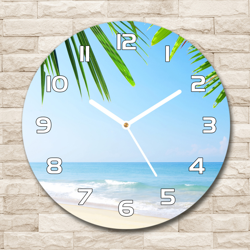 Horloge en verre ronde Plage tropicale