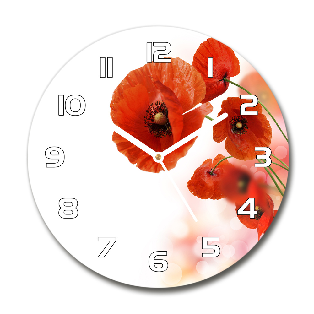 Horloge en verre ronde Coquelicots