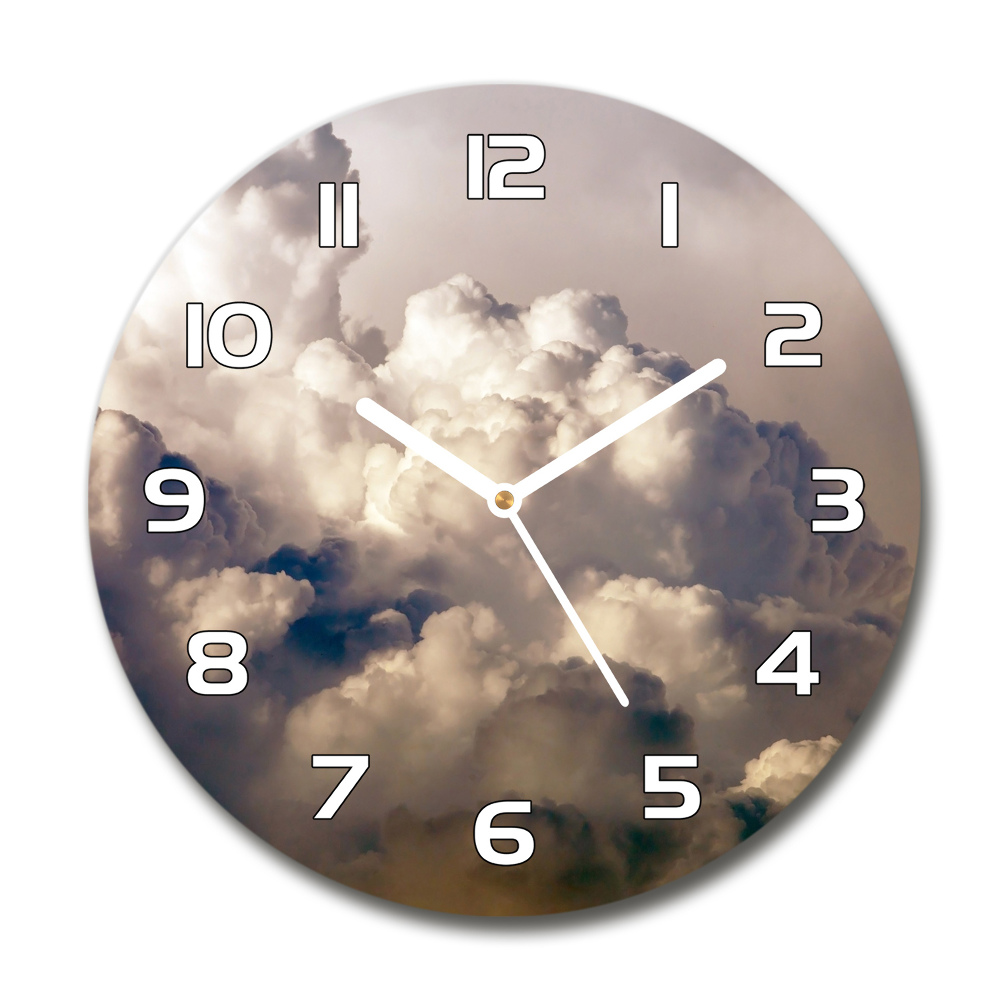 Horloge en verre ronde Nuages dans le ciel