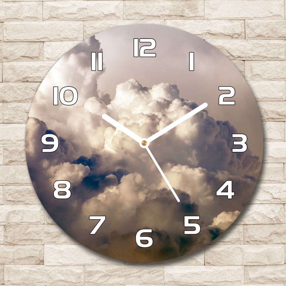 Horloge en verre ronde Nuages dans le ciel