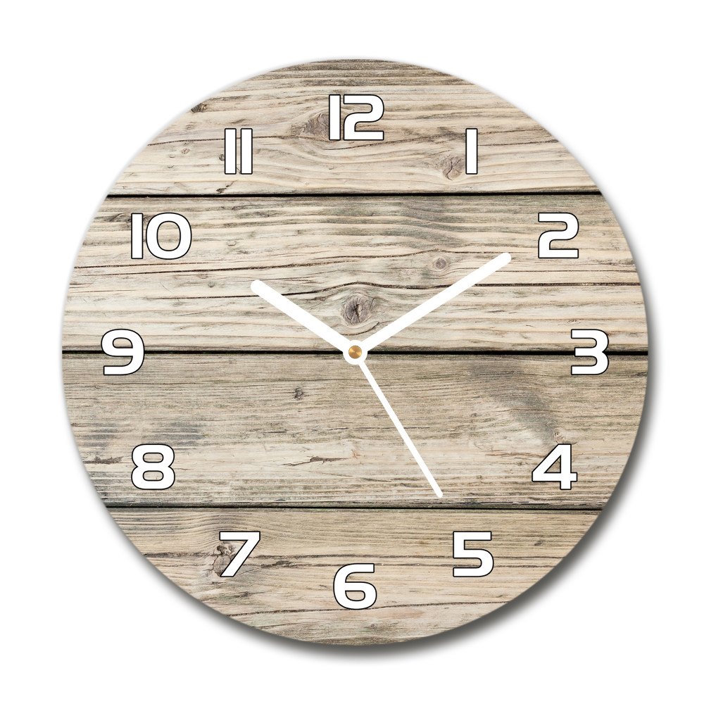 Horloge en verre ronde Fond en bois