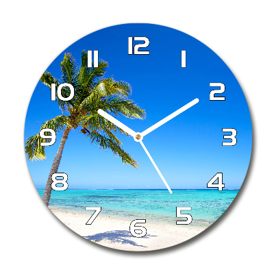 Horloge ronde en verre Plage tropicale