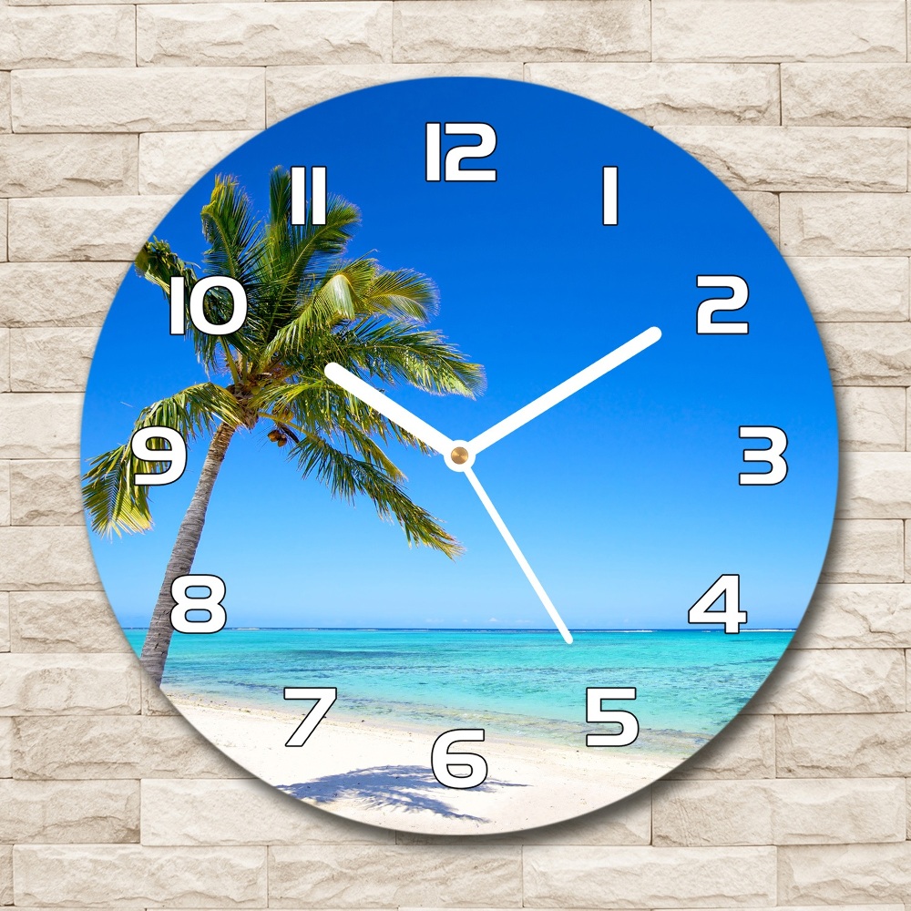 Horloge ronde en verre Plage tropicale