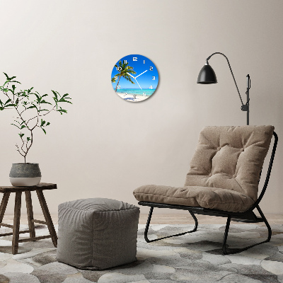 Horloge ronde en verre Plage tropicale