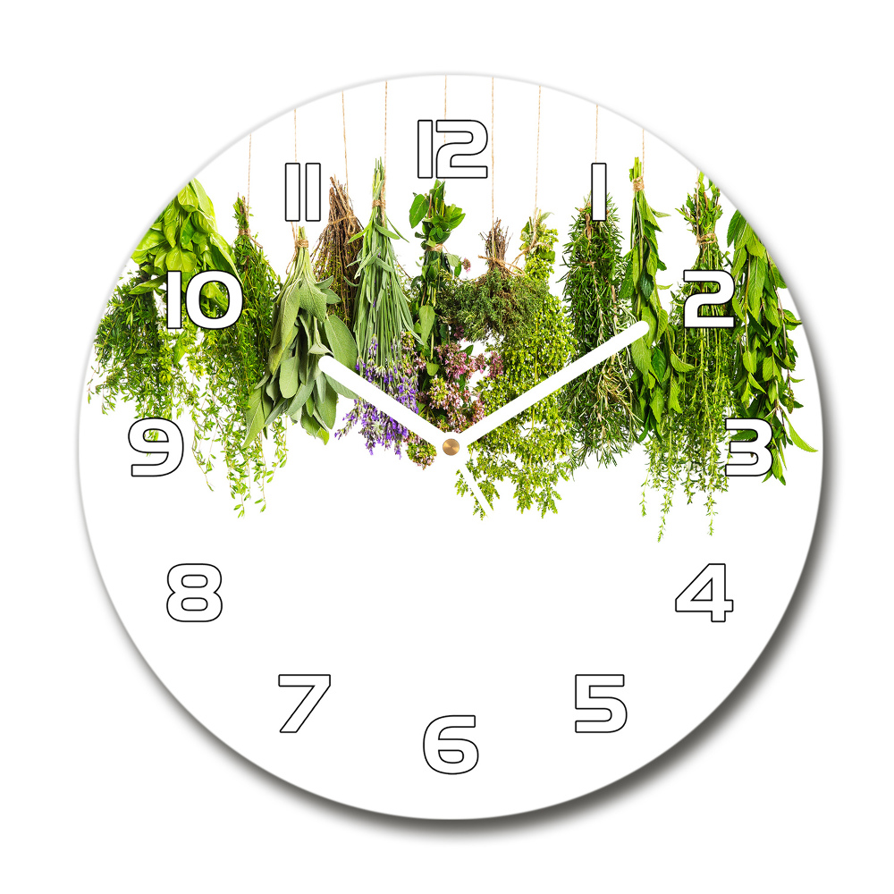 Horloge ronde murale Herbes sur une ficelle