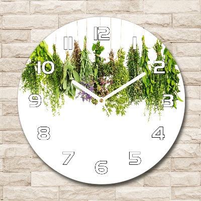 Horloge ronde murale Herbes sur une ficelle