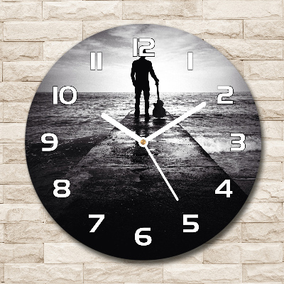 Horloge ronde murale Guitariste sur une jetée