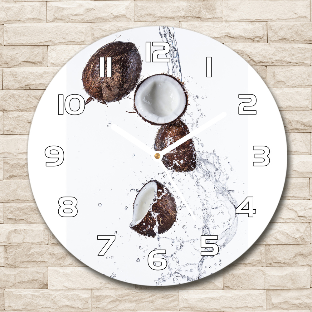 Horloge ronde murale Noix de coco avec de l'eau