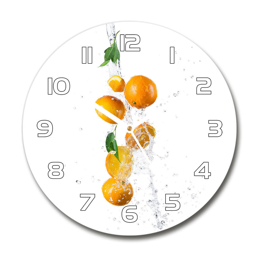 Horloge en verre ronde Oranges et eau