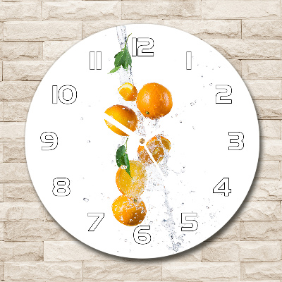 Horloge en verre ronde Oranges et eau