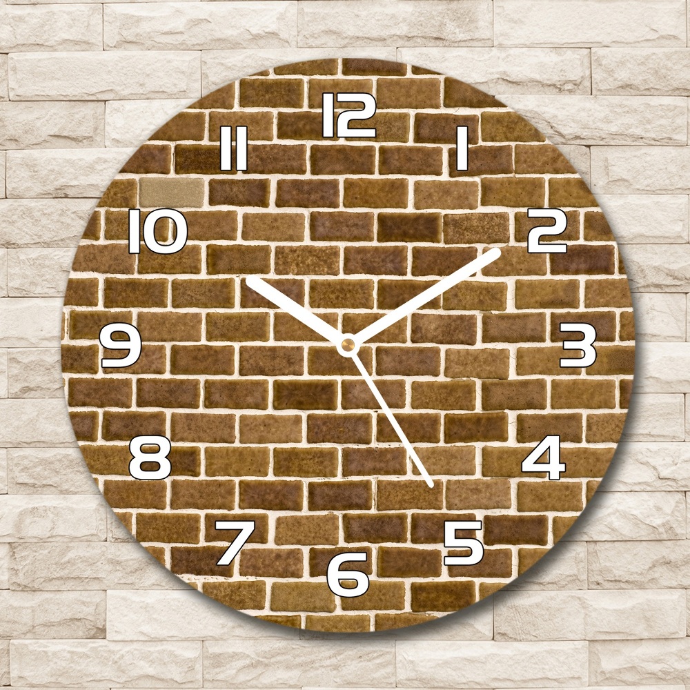 Horloge ronde Mur de briques marron