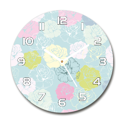 Horloge en verre ronde Roses