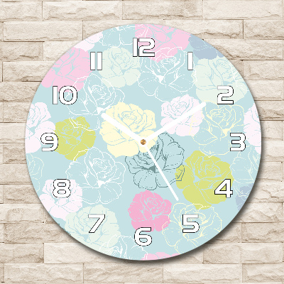 Horloge en verre ronde Roses