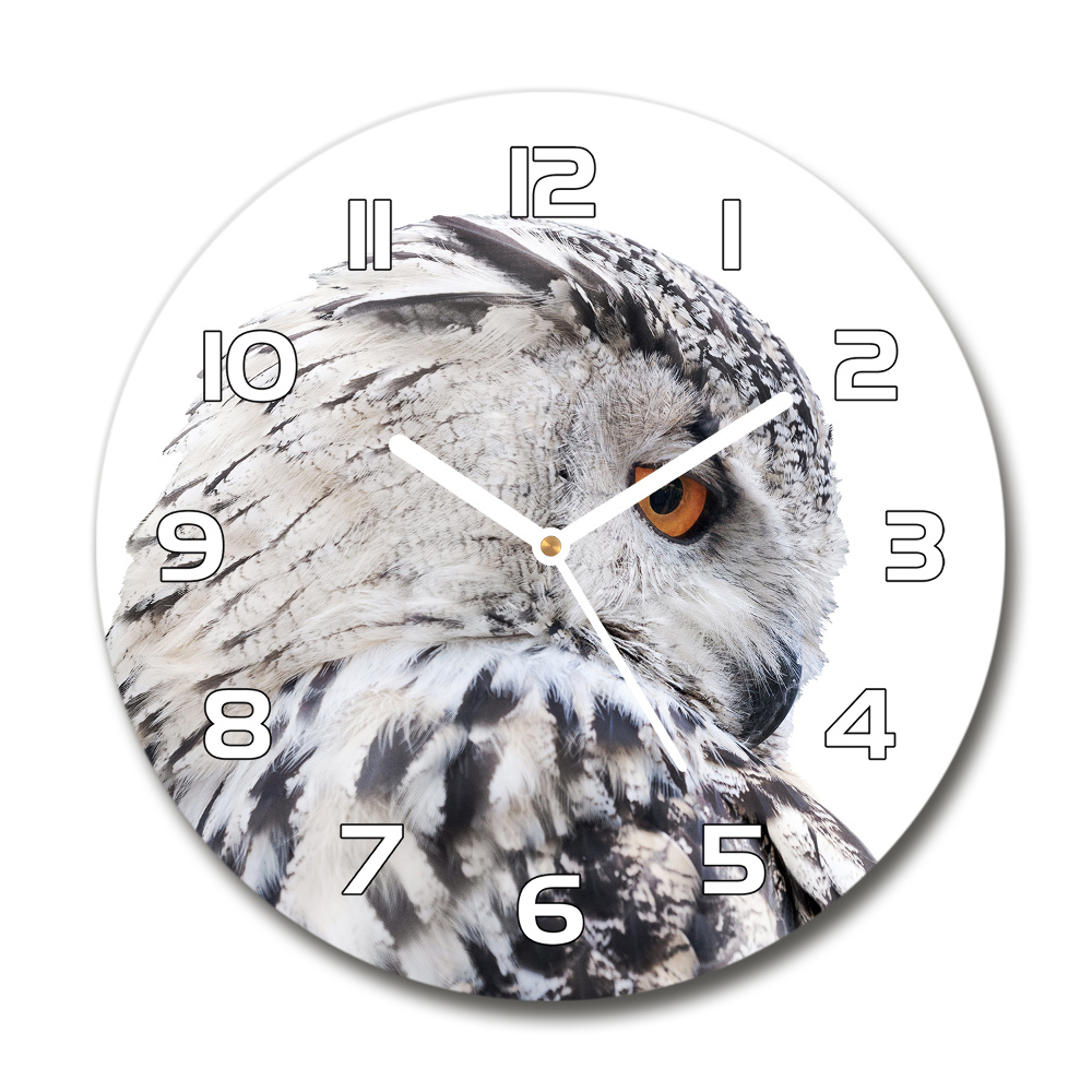 Horloge ronde murale Hibou blanc