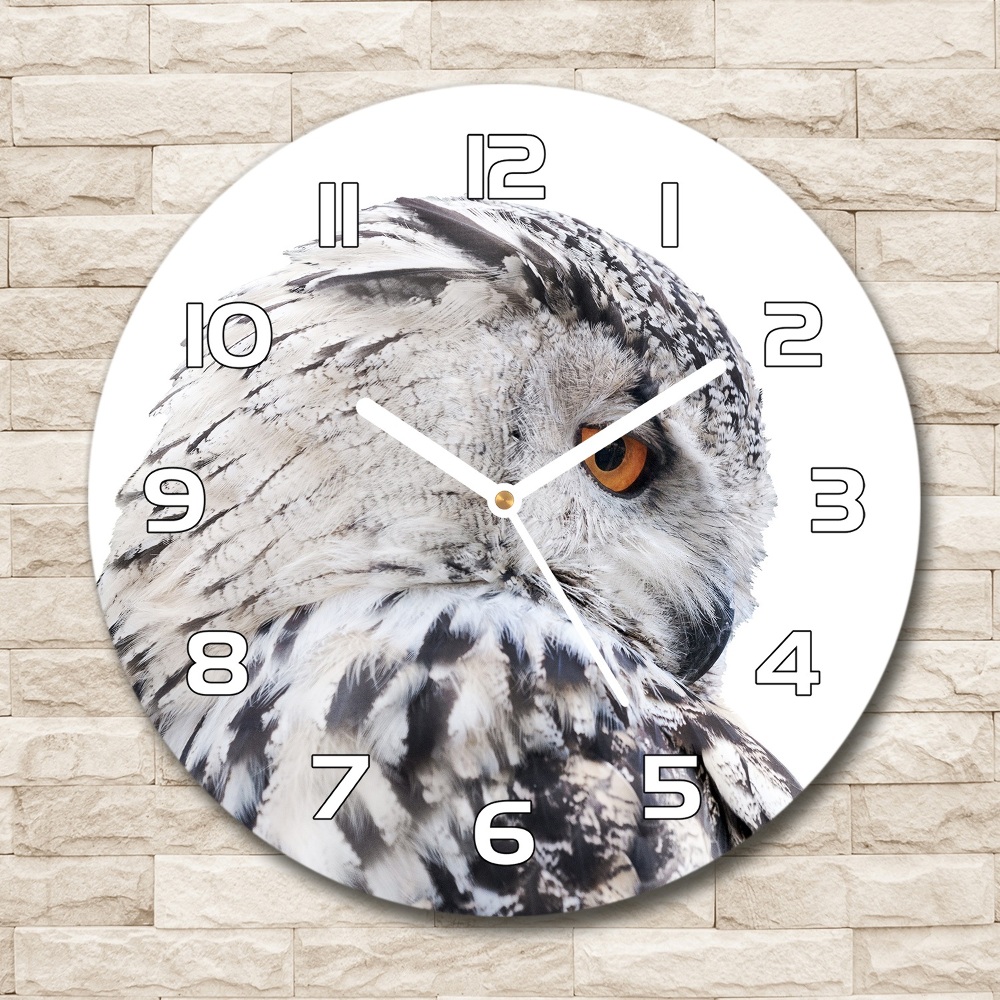 Horloge ronde murale Hibou blanc