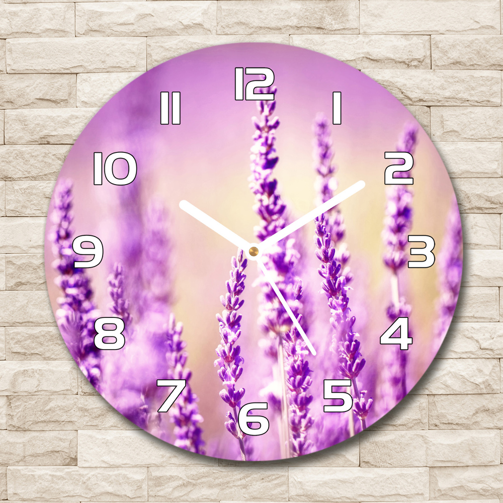 Horloge en verre ronde Lavande violette