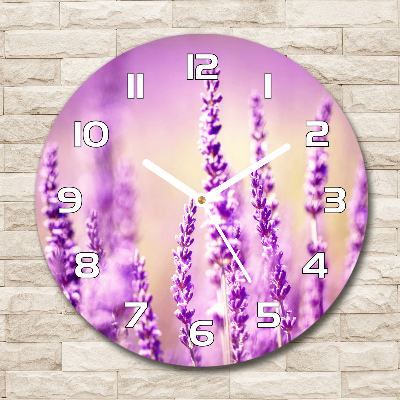 Horloge en verre ronde Lavande violette