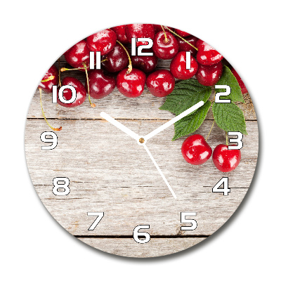 Pendule murale ronde Cerises sur bois