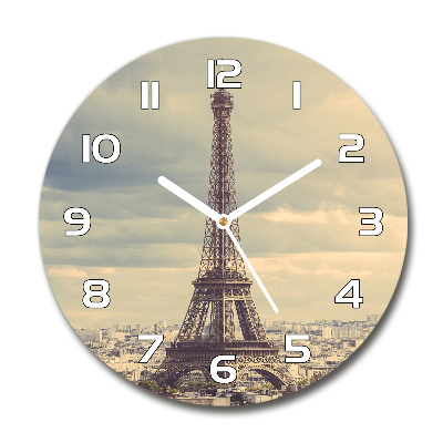 Horloge ronde en verre Tour Eiffel Paris