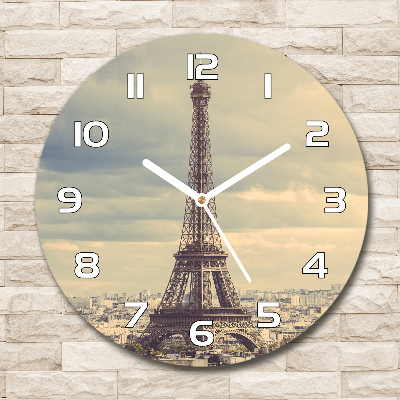 Horloge ronde en verre Tour Eiffel Paris