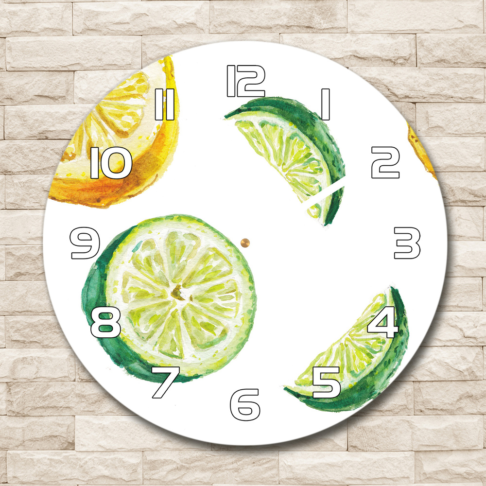 Horloge ronde murale Citron et citron vert