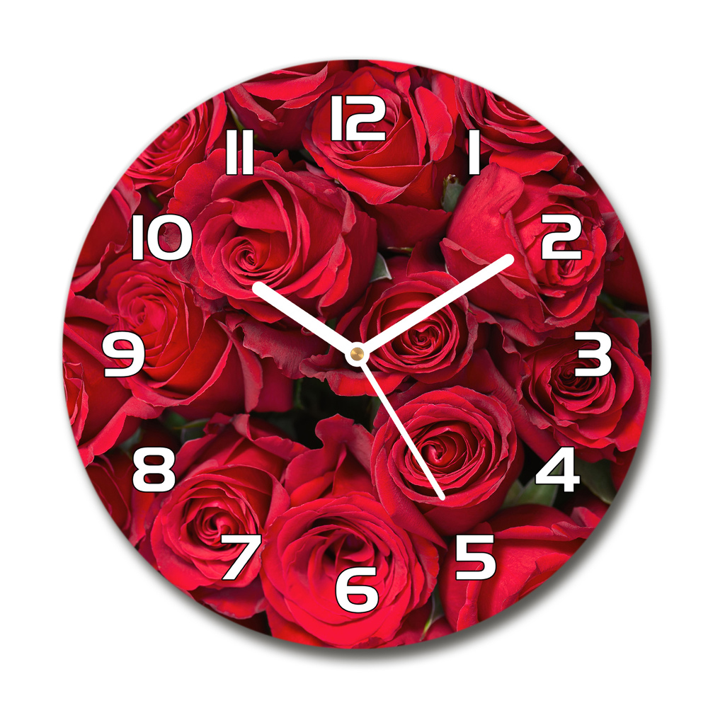 Horloge ronde murale Roses rouges