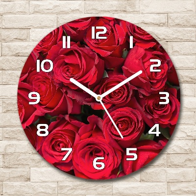 Horloge ronde murale Roses rouges