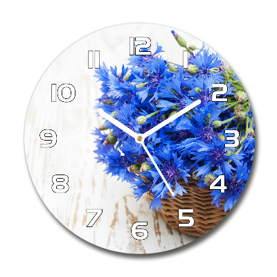 Horloge ronde murale Bleuets dans un panier