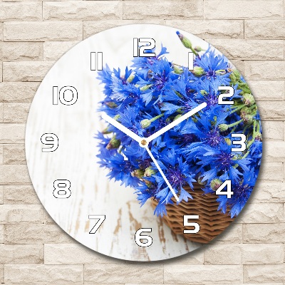 Horloge ronde murale Bleuets dans un panier