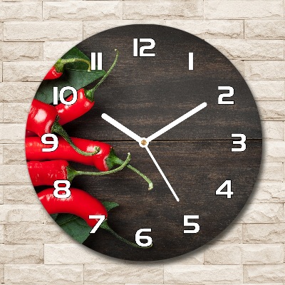 Horloge en verre ronde Piments