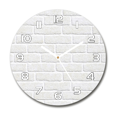 Horloge en verre ronde Mur de briques blanches