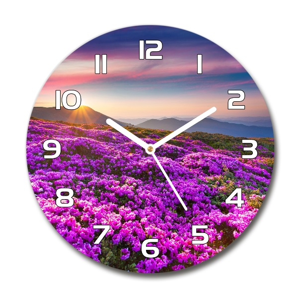 Pendule murale ronde Fleurs dans les montagnes