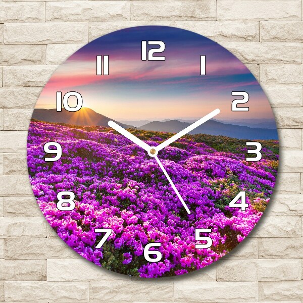 Pendule murale ronde Fleurs dans les montagnes