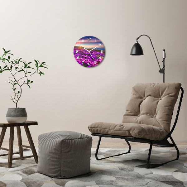 Pendule murale ronde Fleurs dans les montagnes