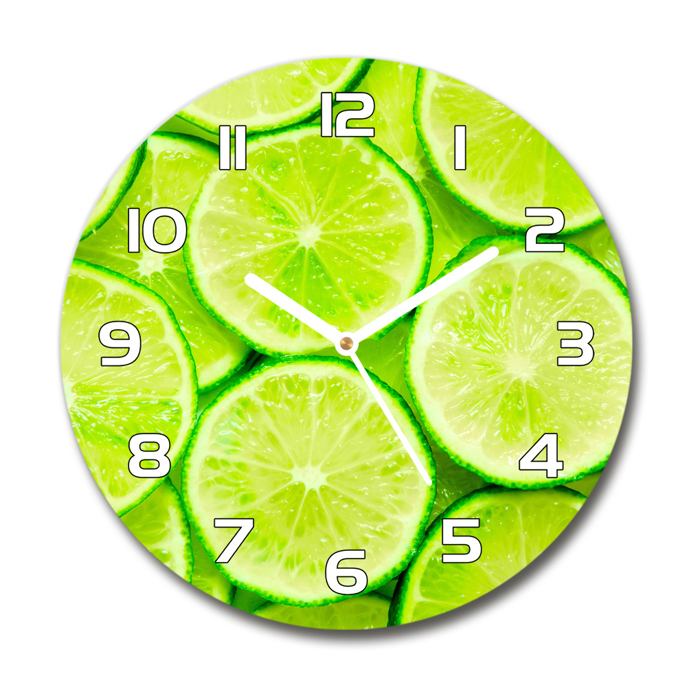 Horloge en verre ronde Motif citron vert