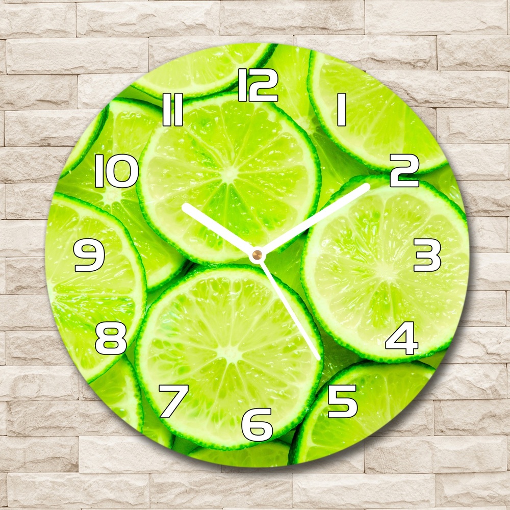 Horloge en verre ronde Motif citron vert