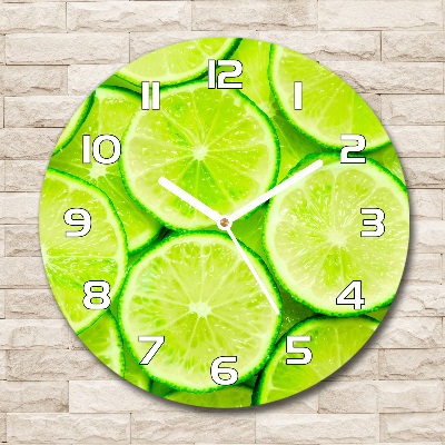 Horloge en verre ronde Motif citron vert