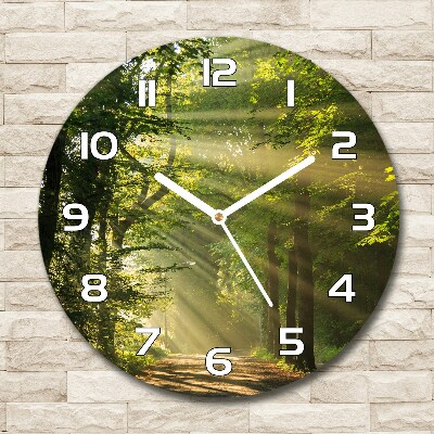 Horloge ronde murale Forêt au soleil