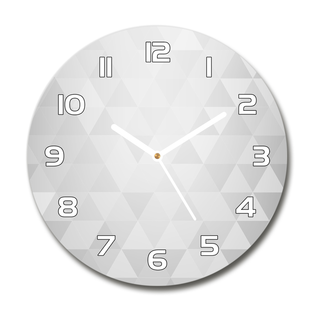 Horloge en verre ronde Fond abstrait de triangles blancs