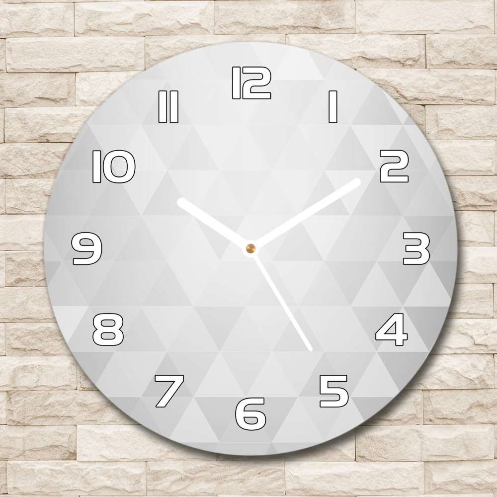 Horloge en verre ronde Fond abstrait de triangles blancs