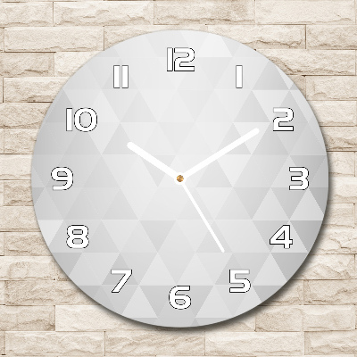 Horloge en verre ronde Fond abstrait de triangles blancs