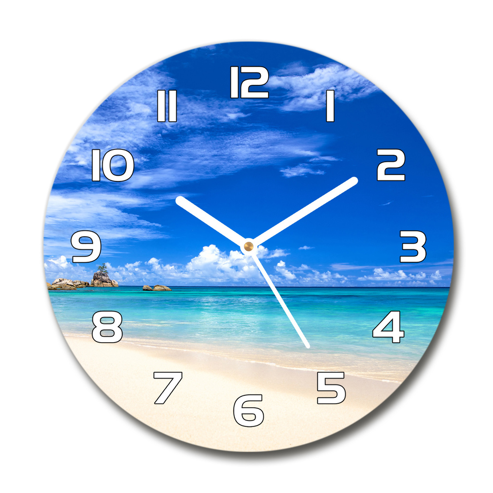 Horloge ronde murale Plage tropicale eau bleue