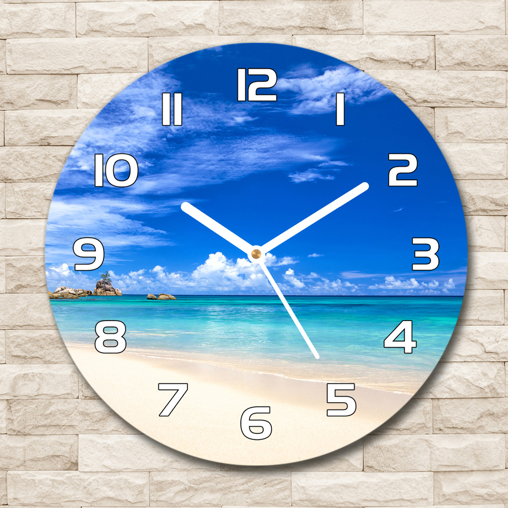 Horloge ronde murale Plage tropicale eau bleue