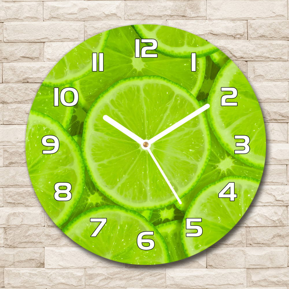 Horloge en verre ronde Citrons verts