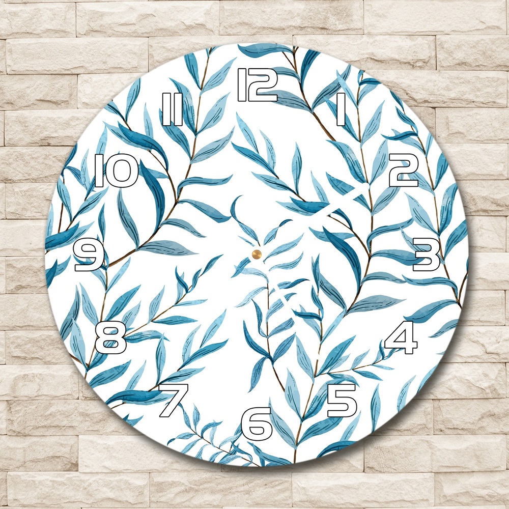 Horloge en verre ronde Feuilles