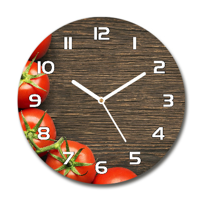 Pendule murale ronde Tomates sur bois