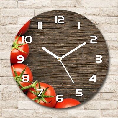 Pendule murale ronde Tomates sur bois