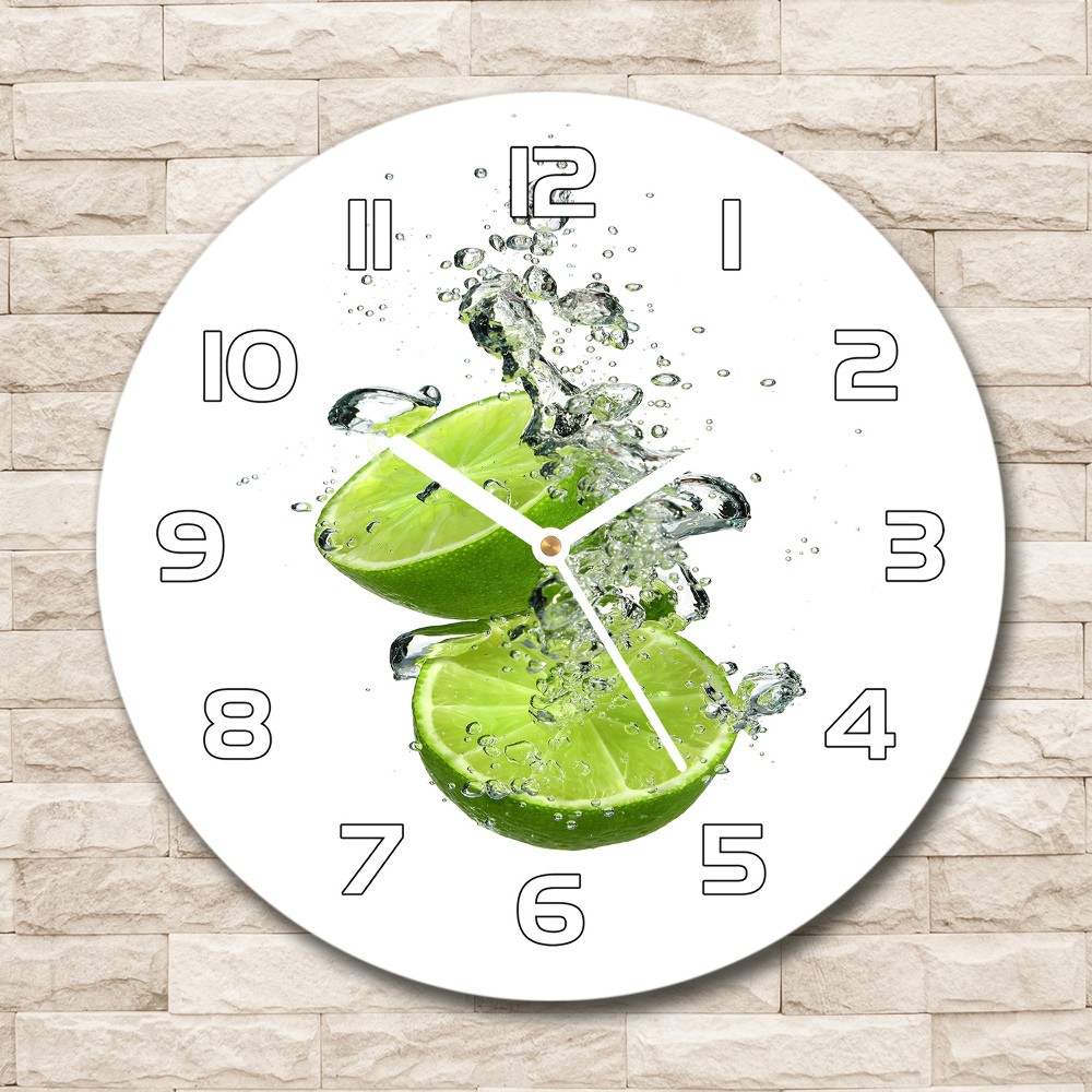 Horloge ronde murale Citron vert sous l'eau